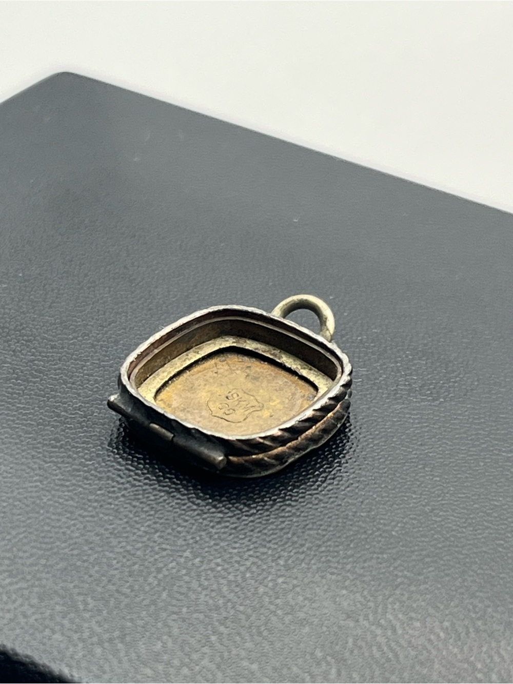 SKM & Co Victorian gold tone square locket pocket watch fob engraved DAMAGED - Picture 8 of 15